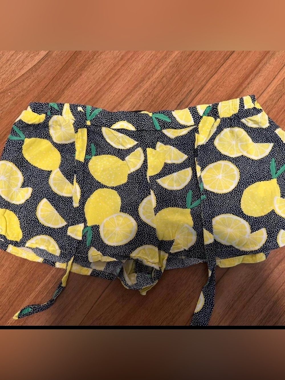Love to Lounge Lemon Print Ruffle Pajama Shorts Women’s Small High Waist